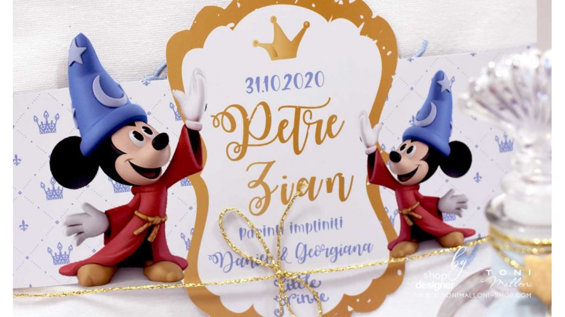 Trusou de botez Mickey Mouse personalizat grafic prin coasere cu imagini Disney Royal The King 18
